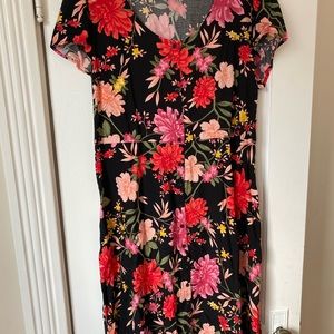 Black Floral button front dress